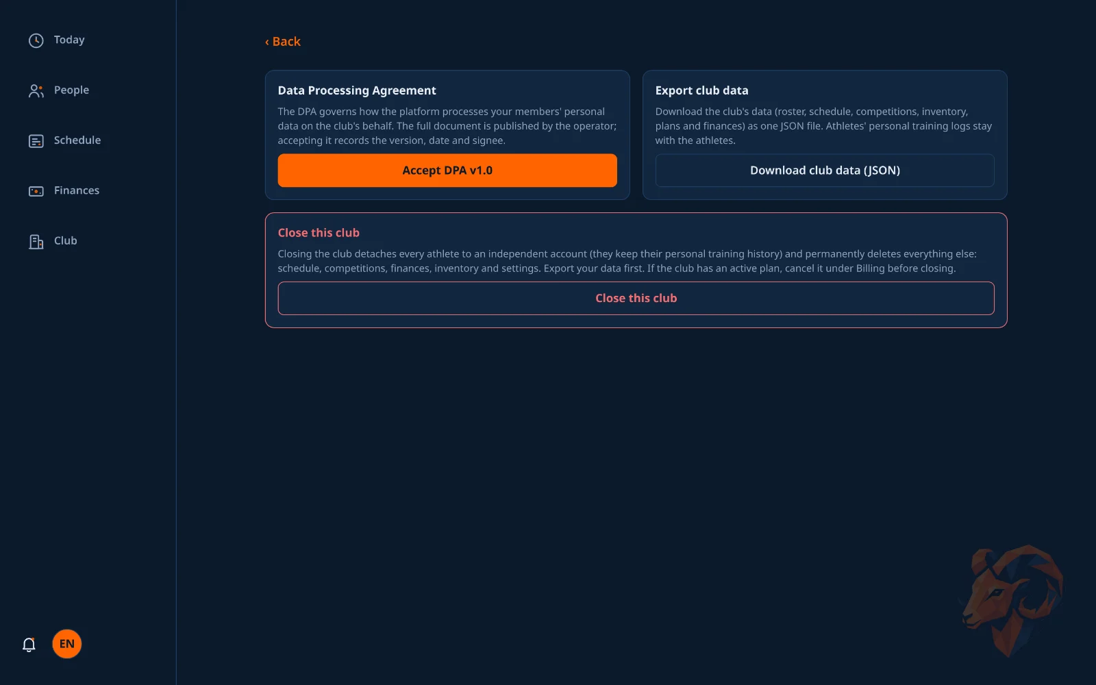 Privacy and data tools: the DPA, club data export and the club closure danger zone.