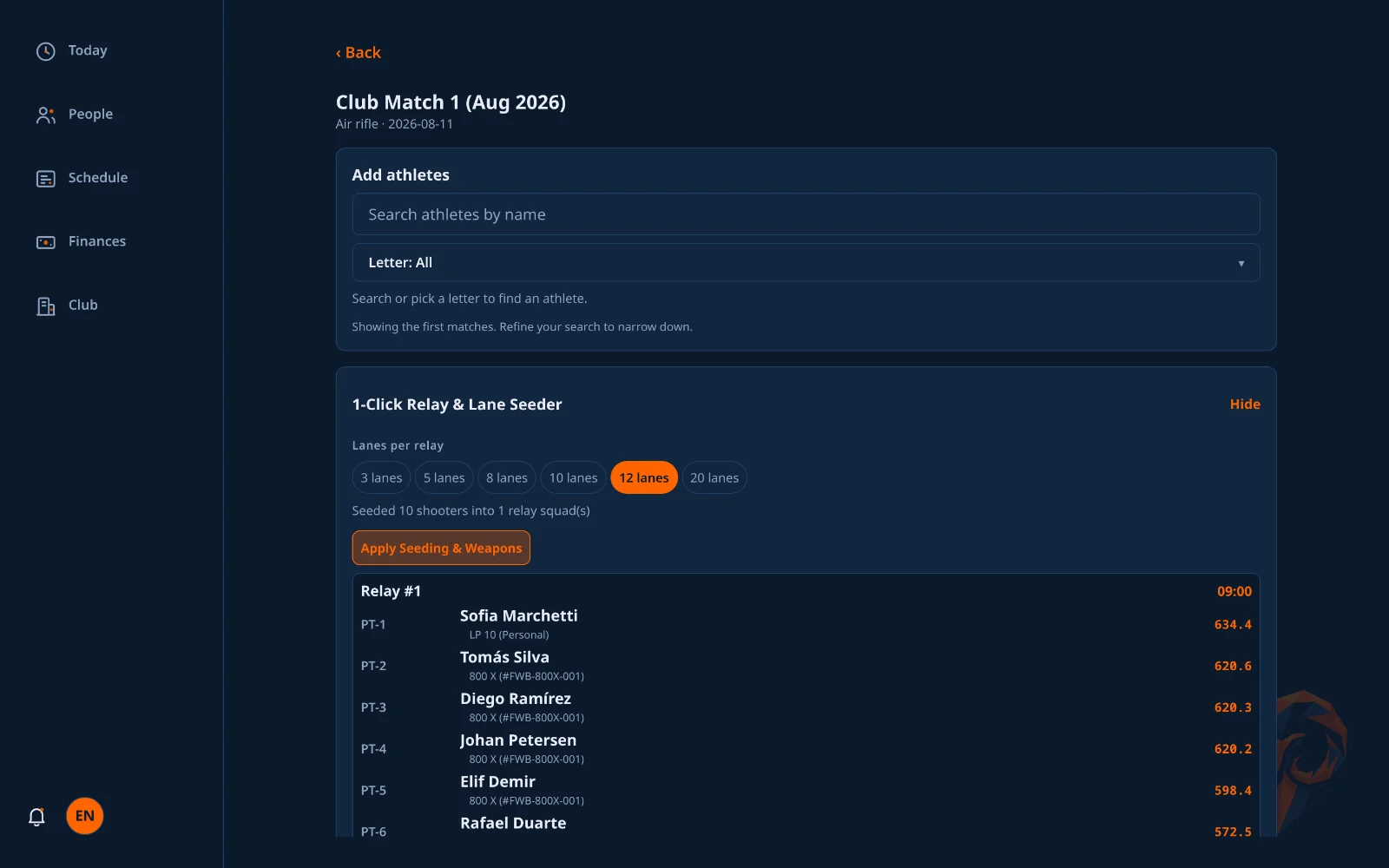 The 1-click relay and lane seeder with lanes-per-relay options and generated relays.